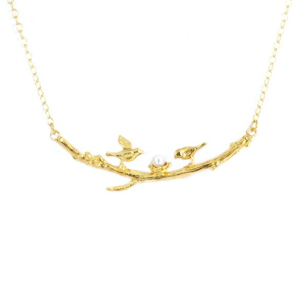 Alex Monroe Two Birds on Branch Gold Necklace - TGN3/GP
