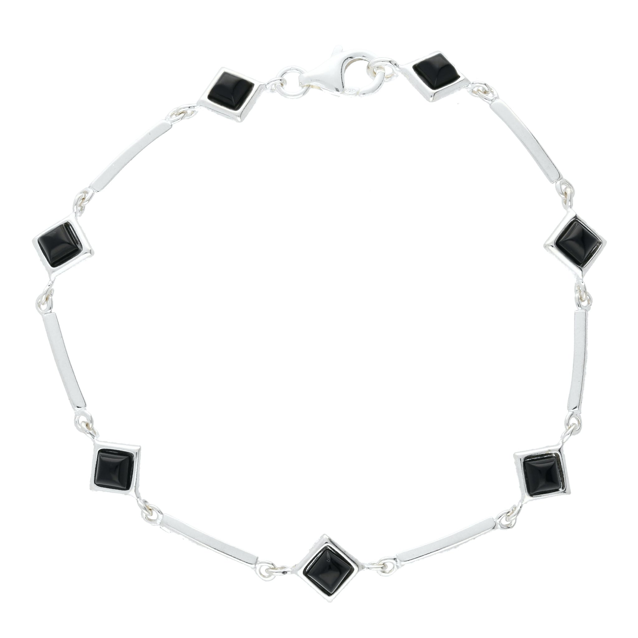 Onyx & Silver Square Bracelet