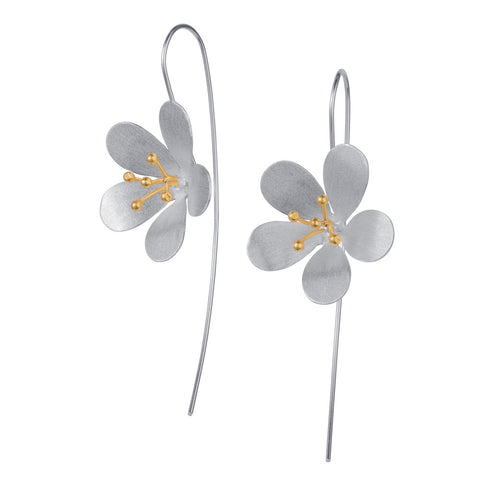 Silver Blossom Drop Earrings