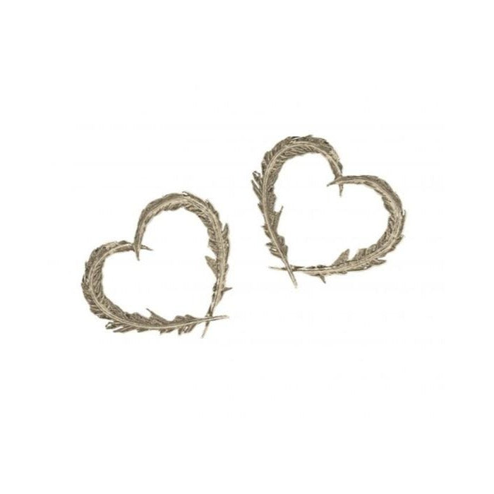 Alex Monroe Silver Delicate Feather Heart Stud Earrings - FSE6-S