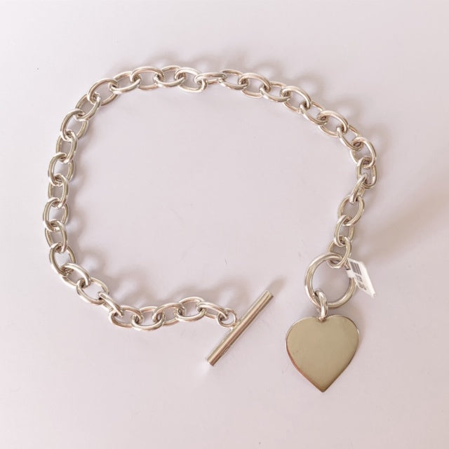 Sterling Silver Dangly Heart Charm Bracelet
