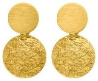 Brushed Gold Two Disc Earrings