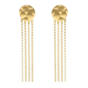 Golden Disc & Chain Dangle Earrings