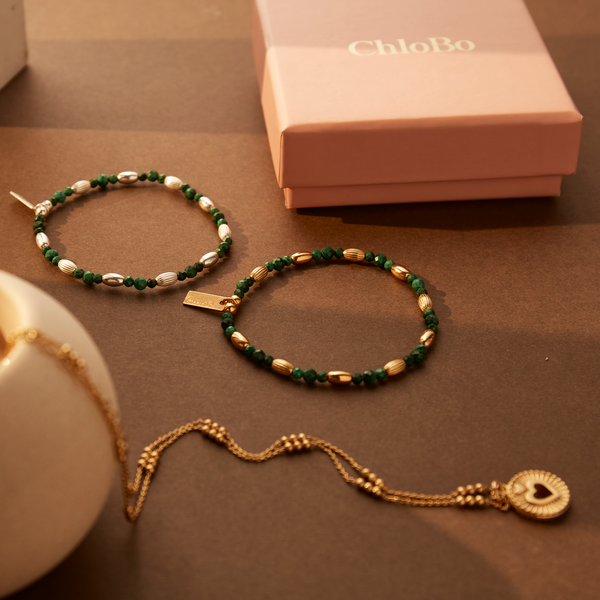 ChloBo Golden Triple Bobble Chain Guiding Heart Necklace