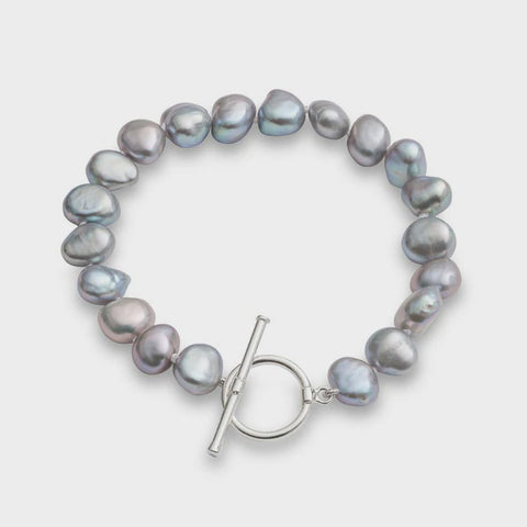 Grey Organic Shaped Pearl Bracelet
