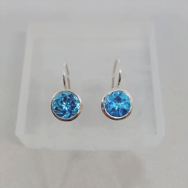 Silver Swiss Blue Topaz Drop Earrings