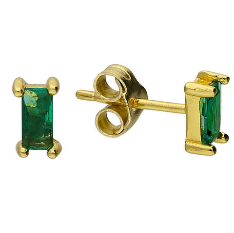 Gold Plated Emerald Green CZ Studs