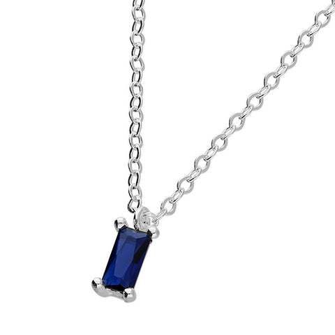 Sapphire Coloured CZ Baguette Necklace