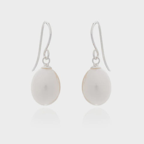 White Single Pearl Earrings
