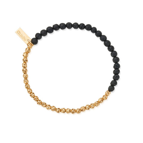 ChloBo Men's Gold/Black Lava Principal Bracelet