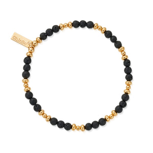 ChloBo Men's Gold/Black Lava Saucer Bracelet