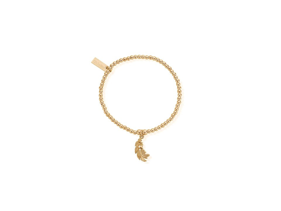 ChloBo Golden Cute Feather Charm Bracelet
