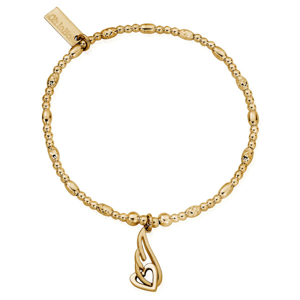 ChloBo Golden Interlocking Heart and Angel Wing Bracelet