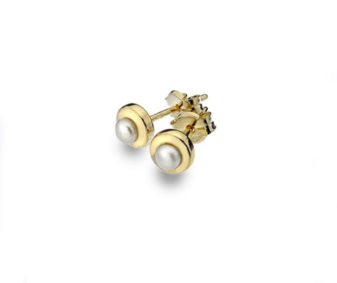 9ct Gold  & White Pearl Studs