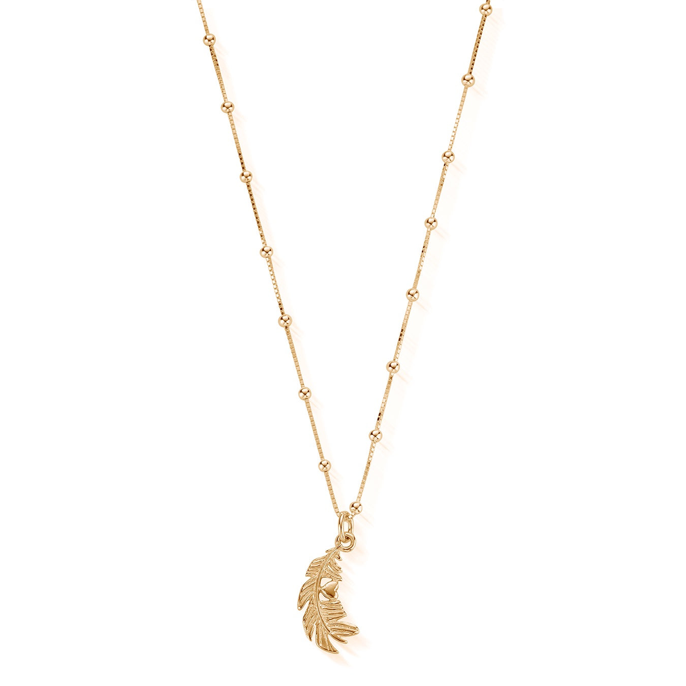 ChloBo Bobble Chain Feather Necklace - Gold Plated