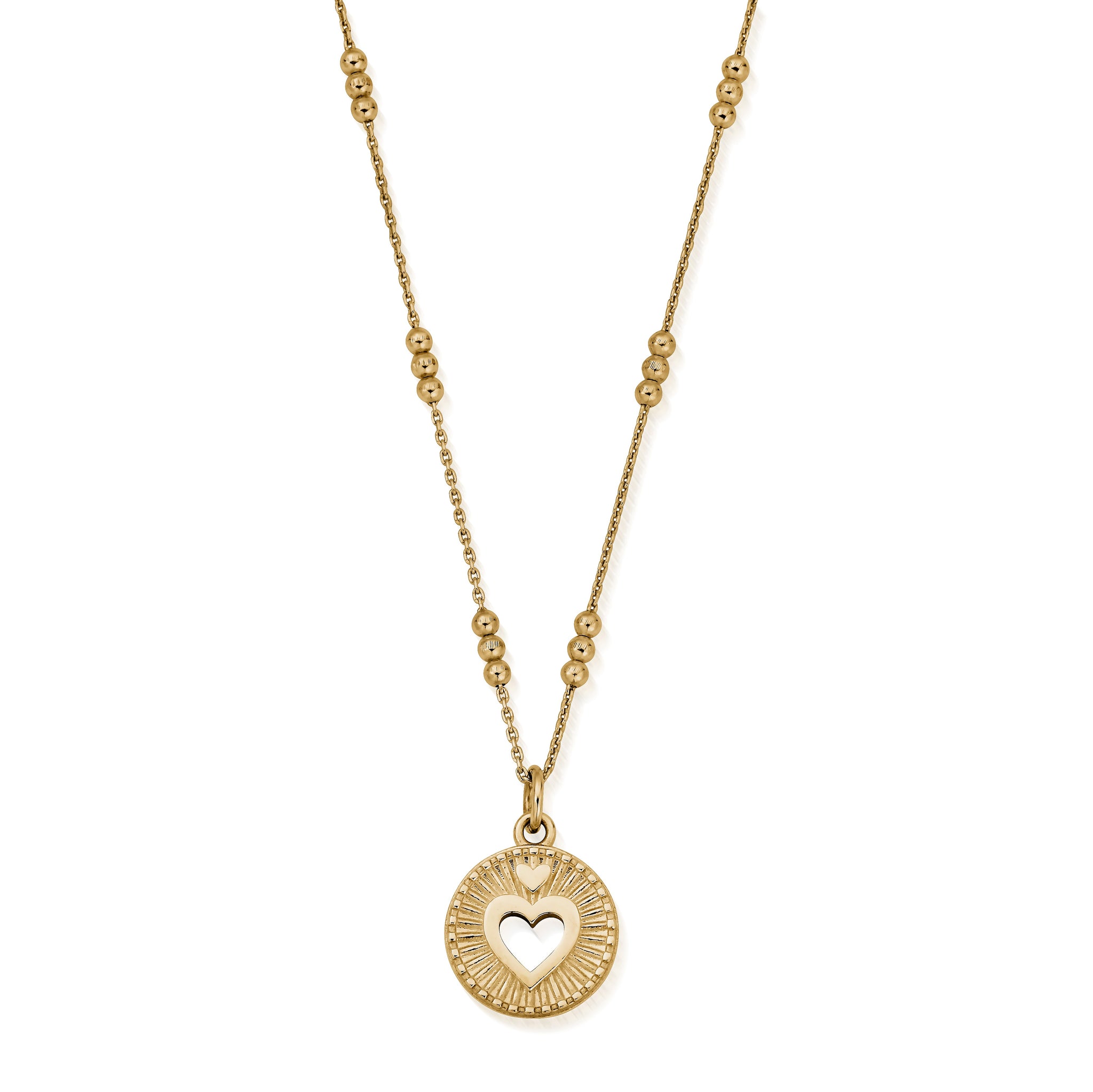 ChloBo Golden Triple Bobble Chain Guiding Heart Necklace