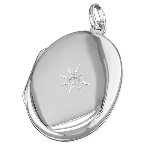 Silver Oval Sparkle Locket