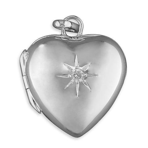 Silver Heart Shaped Sparkle Locket