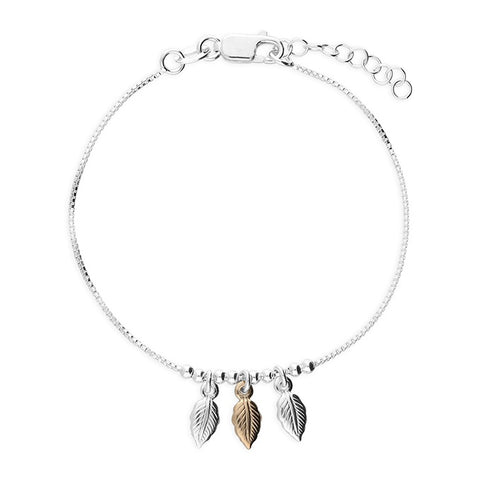 Leaves & Beads 2-Tone Sterling Silver Bracelet