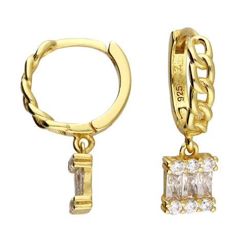 Gold Plated CZ Charm Huggies