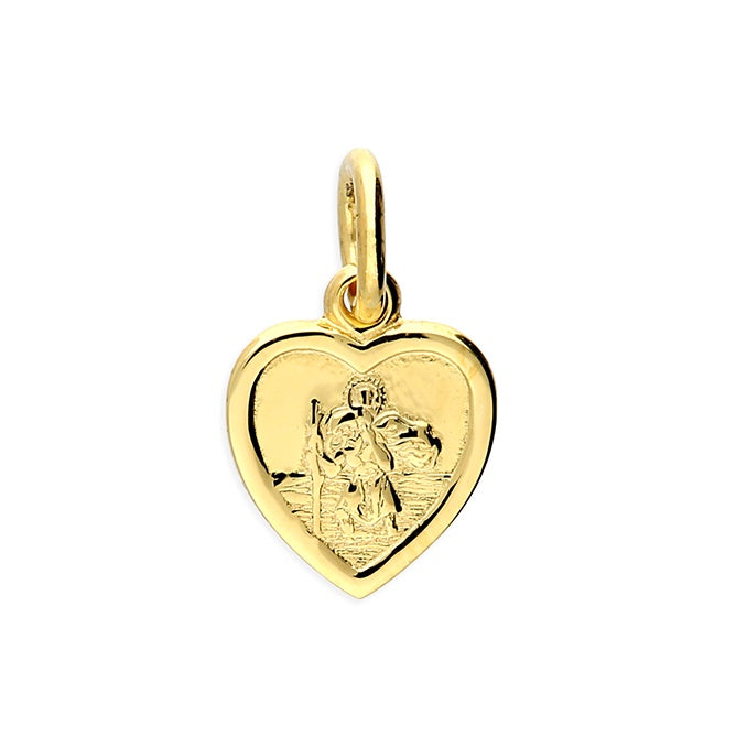 Gold Plated Small Heart Shaped St Christopher
