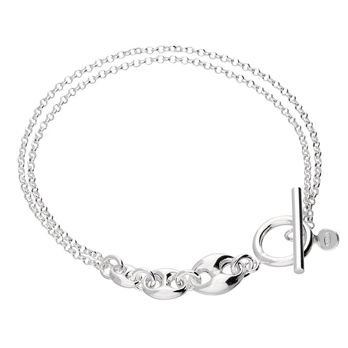 Sterling Silver Anchor Link and Chain Bracelet
