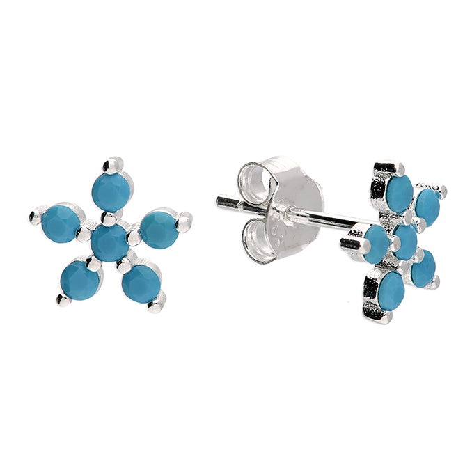 Sterling Silver Turquoise Flower Studs