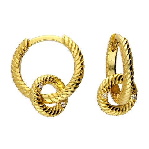 18ct Gold Plated Interlocking Twist Hoops