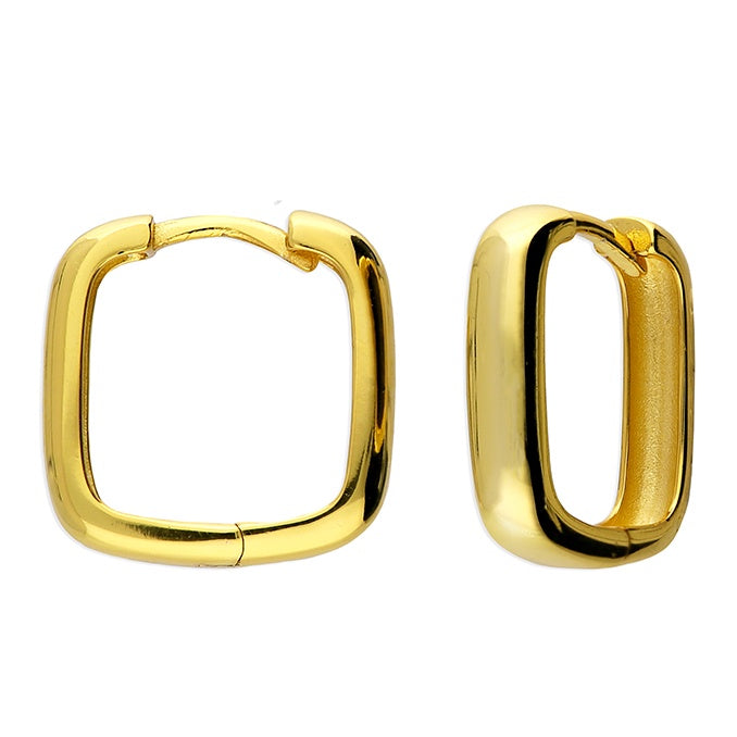 18ct Gold Plated Hinged Square Hoops