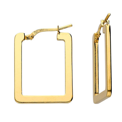 18ct Gold Plated Rectangle Hoops