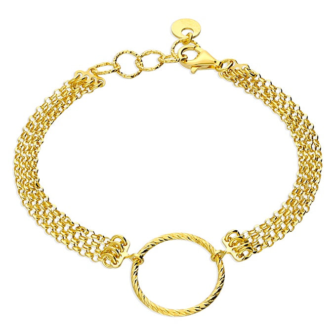 18ct Gold Plated Diamond Cut Circle Bracelet