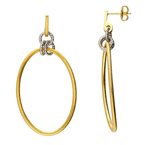 18ct Gold Plated Linear Oval Drop Earrings