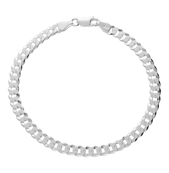 Silver Flat Curb Bracelet 21.5cm