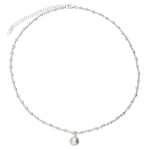 Sterling Silver Tiny Pearl Necklace
