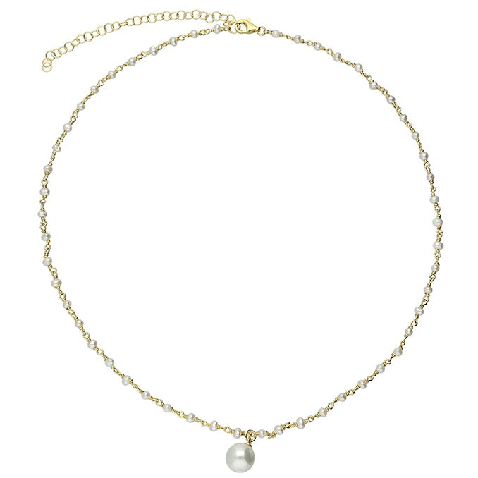 Gold Plated Tiny Pearl Necklace