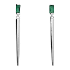 Sterling Silver Emerald Cone Drop Earrings