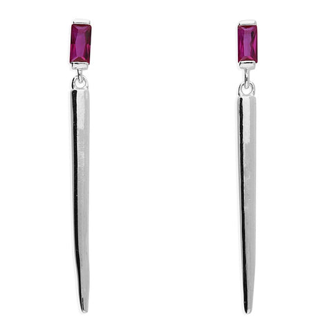 Ruby Cone Sterling Silver Drop Earrings