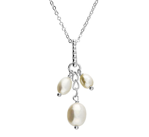 Sterling Silver Trio of Pearls Necklace