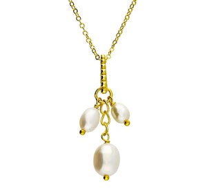 Gold Plated Trio of Pearls Necklace