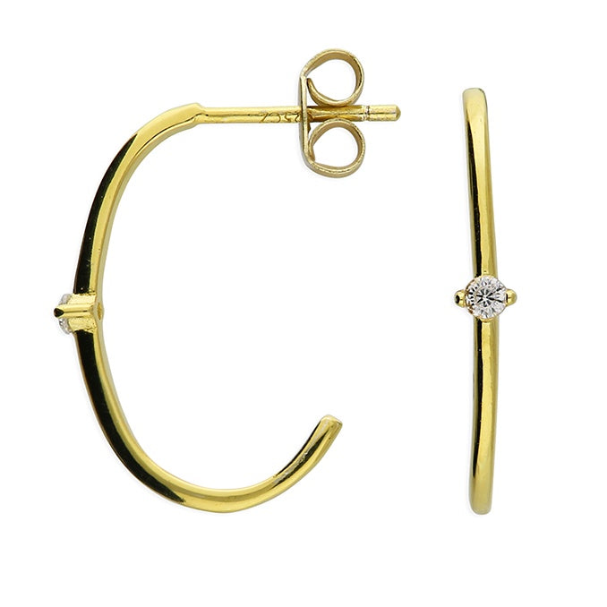 Gold Plated Open Hoops with Cubic Zirconia