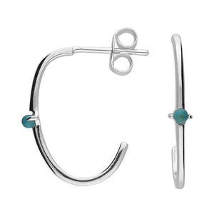 Sterling silver Open Hoops with Turquoise Stone