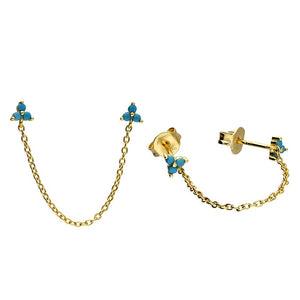 Gold Plated Turquoise Flower Double Studs
