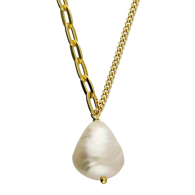 Gold Plated Single Pearl Necklace