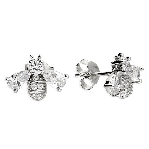 Sterling Silver Sparkly Bee Studs