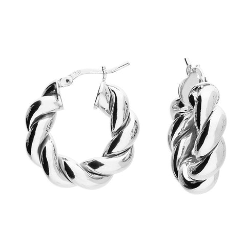 Sterling Silver 22mm Twist Hoops