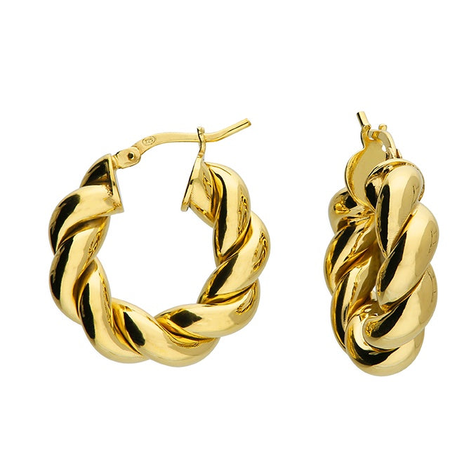 Gold Plated 22mm Twist Hoops