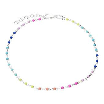 Sterling Silver Rainbow Bead Anklet