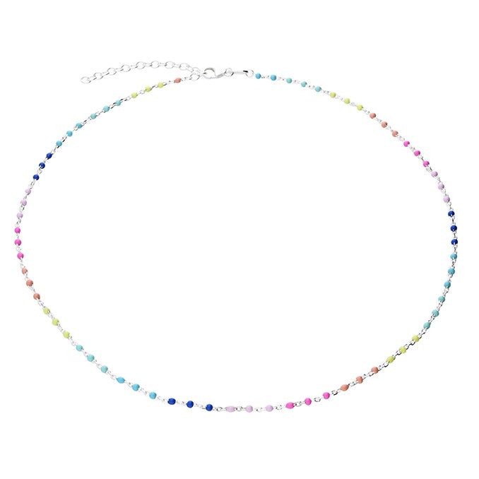 Sterling Silver Rainbow Bead Necklace