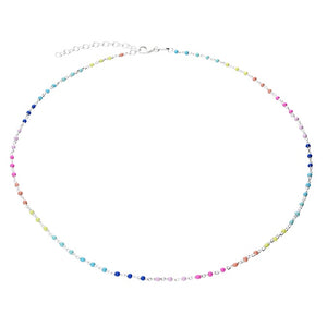 Sterling Silver Rainbow Bead Necklace