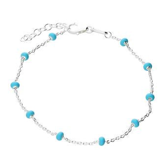 Turquoise Bead Sterling Silver Bracelet